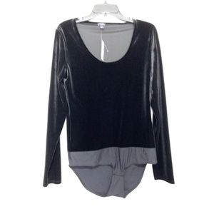 J. Crew Jeans Black Velvet Bodysuit Large